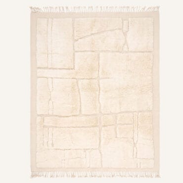The Ivory Grid Rug – Handmade Cream & Natural Off-White Textured Patchwork Moroccan Rug