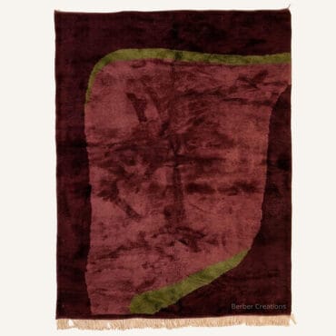 The Asklu Rug – Handmade Deep Burgundy and Olive Green Organic Berber Rug