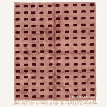 The Targa Rug – Handmade Dusty Rose & Burgundy Polka Dot Grid Moroccan Rug
