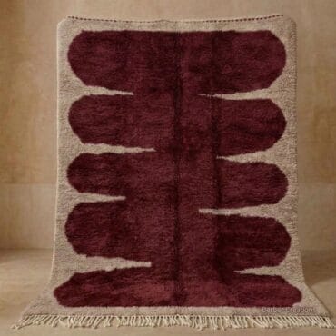 The Tazoughart Wave Rug – Handmade Deep Burgundy Sculpted Abstract Moroccan Rug