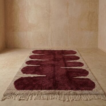 The Tazoughart Wave Rug – Handmade Deep Burgundy Sculpted Abstract Moroccan Rug