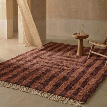 The Tissint Rug – Handmade Dusty Terracotta & Dark Brown Concentric Geometric Moroccan Rug