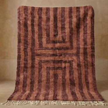 The Tissint Rug – Handmade Dusty Terracotta & Dark Brown Concentric Geometric Moroccan Rug