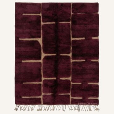 The Aḍil Sculpted Ladder Rug – Handmade Deep Burgundy & Sand Sculpted Ladder Grid Moroccan Rug