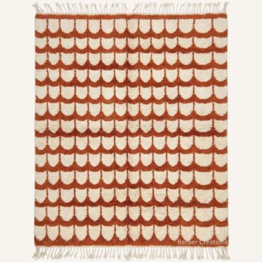 The Agadir Scalloped Wave Pattern Rug – Handmade Terracotta Rust & Natural Cream Moroccan Rug