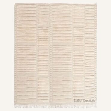 The Asklu Sculpted Architectural Ribbed Grid Rug – Handmade Ivory & Cream Tone-on-Tone Moroccan Rug