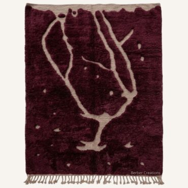 The Delya Rug – Handmade Deep Burgundy Organic Outline Moroccan Rug