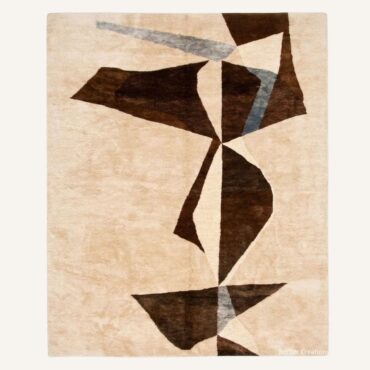 The Syphax Rug – Handmade Abstract Cubist Chocolate & Slate Cream Moroccan Rug