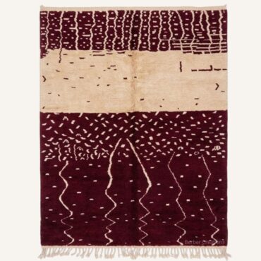 The Targa Rug – Handmade Deep Burgundy & Cream Colorblocked Berber Moroccan Rug