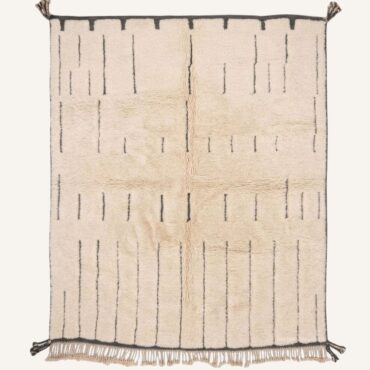 The Titrit Minimalist Linear Rain Rug – Handmade Cream & Charcoal Pinstripe Moroccan Rug